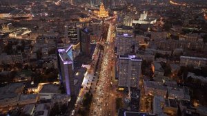 Новый Арбат с высоты. Огни Москвы [Drone 4K 60fps]