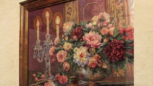 #6. Romantic floral. Dimensions / Романтический букет. Готовая и оформленная работа. Вышивка кресто