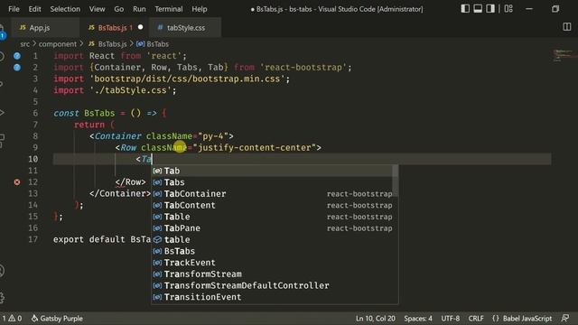 Tabs in react js using bootstrap 5 | Create Tabs in React | Bootstrap 5 tabs