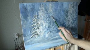 Урок живописи маслом "Морозный звон"/Oil painting tutorial 'Frosty Tinkling"