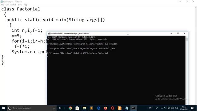 Write a JAVA program to find the factorial of a given number. Define appropriate class and methods. смотреть онлайн
