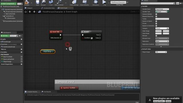 Введение и настройка системы голода Unreal Engine 4/Изучение блюпринт/Blueprints