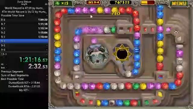 Zuma Deluxe Speedrun For Bop Dunkel And Sub 2 Attempt.