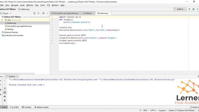 Packing Buttons In Tkinter | Python Tkinter GUI Tutorial | Adding Buttons and the Pack Method
