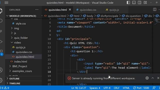 Exercice HTML CSS Java Script (page web Quiz)