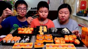 Мукбанг Роллы-суши. Два огромных сета! Чуть не лопнули /  Mukbang Rolls-sushi. Two huge sets!