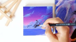 Drawing Process Video - Night+Lake+Mountains Acrylic Painting!