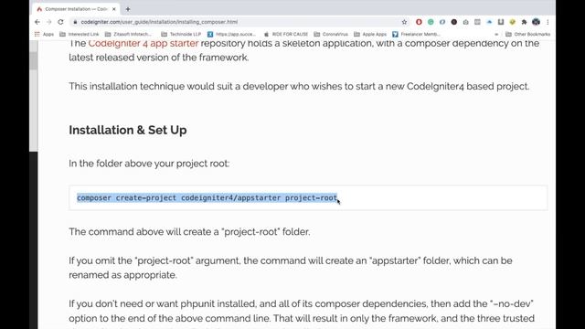 Codeigniter 4 - Composer Installation Method