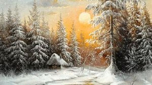 Избушка в лесу. Новогодний футаж. Зимний футаж. Красивый футаж для видео.