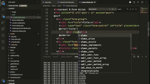Laravel 8 form validation