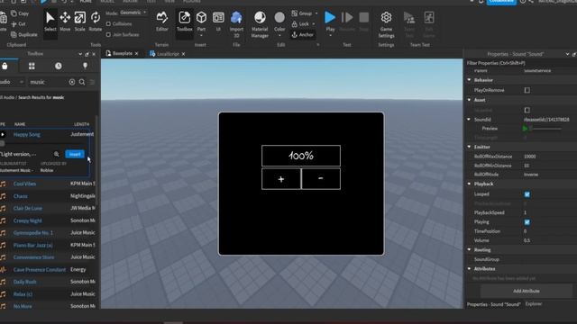 Roblox studio l How to make sounds volume changer gui смотреть онлайн