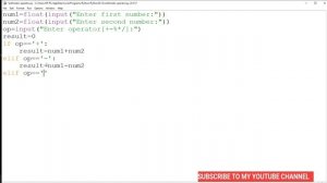 Python program for Arithmetic operator that read two number