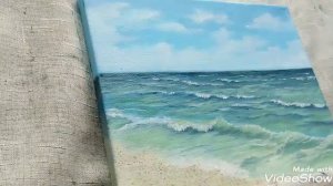 Beautiful season.Ocean waves#oilpainting timelapse #seascape #beach #landscape морской пейзаж масло