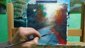 Как нарисовать осенний пейзаж "Девушка с зонтиком" урок для начинающих как нарисовать осень