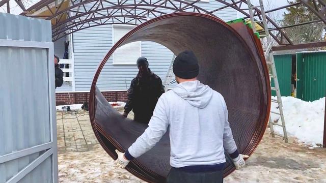 Навес из поликарбоната для машины 6 -на-6 #спецкаркас