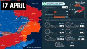 Ukraine War Map  April 17, 2022. single combat map