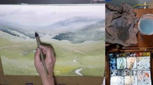 Watercolor scenery - Quiet Time in Wicklow - Large scale landscape painting demo