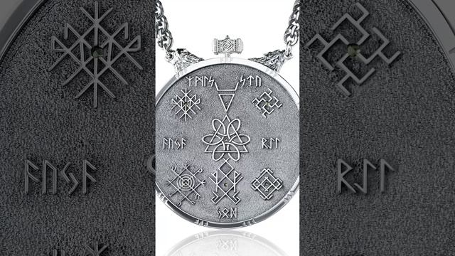 Оберег мужской кулон-талисман рунический с тсаворитами RUNIC AMULET