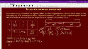 Задача на движение по прямой. Алгебра 8 класс
