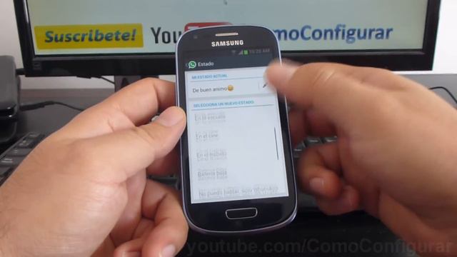 Como cambiar el estado de whatsapp en Android samsung Galaxy S3 mini i8190 español Full HD смотреть онлайн