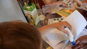 Занятия с аутистом, мини-занятия: рисует ,штрихует+аппликация, 5 лет