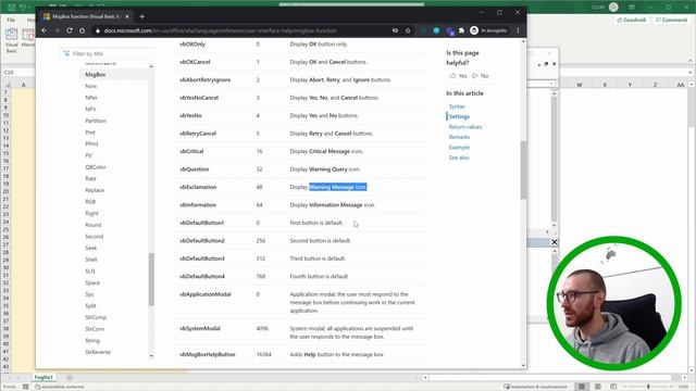 Excel Macro - come far uscire un pop up di avviso o chiedere conferma con MSGBOX смотреть онлайн