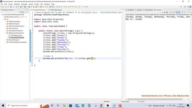 how to get an element in an arraylist java program?