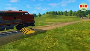 Cars vs train bus vs train cars vs rails BeamNG.Drive 04