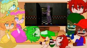 Mario characters react to five nights at freddy's (SMG4) and among others ????