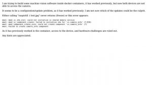 Raspberry Pi: Camera access in docker container is generating errors / locking