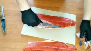 Разделка рыбы на филе для соления (нерка, семга, лосось, чавыча, кижуч, кета.)