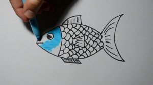 How to draw and color a Fish, как нарисовать рыбу, come si disegna e colora un pesce