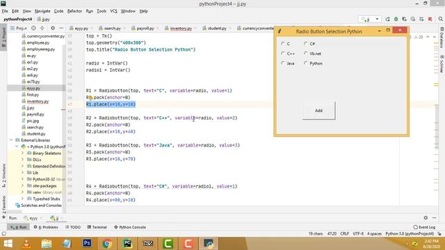 Radio button in python tkinter