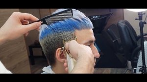 Мужская стрижка Кроп и окрашивание. Men's haircut Crop and haircolor.