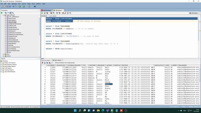 ORACLE SQL TUTORIAL:  Examples with SELECT and WHERE SQL  Developer