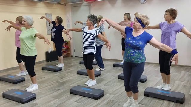 Степ - аэробика,совершенствование основных движений (Танго) смотреть онлайн