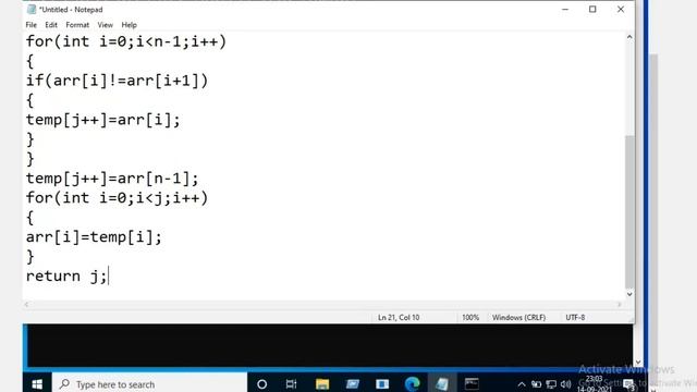 Remove duplicate elements from an array || java lab in telugu