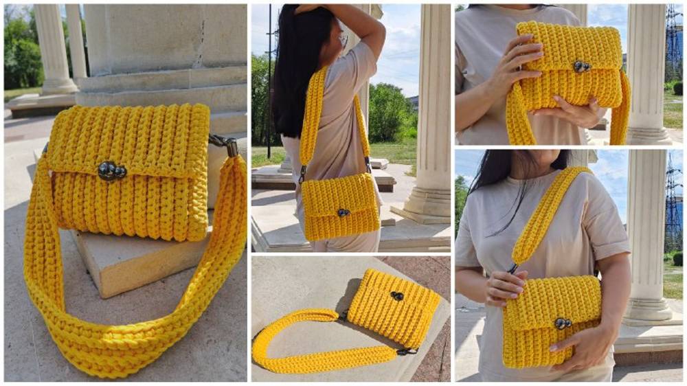 Видео Мастер-класс по вязанию сумки Кроссбоди из трикотажной пряжи смотреть онлайн