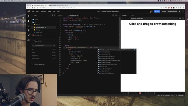 Drawing with your mouse using D3js and react hooks смотреть онлайн