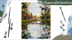 Как нарисовать осенний лес акварелью | Картина Дворцовый Парк, Гатчина | Демо от Евгении Горбачевой