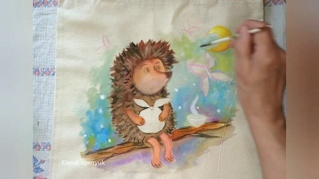 Ёжик на шоппере / рисуем просто