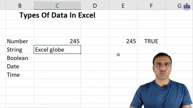MS Excel Data Types | Types of Data in Excel in Hindi | Excel Globe Tutorial #20