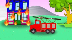 Бублик попрыгунчик играет с ПОЖАРНОЙ МАШИНКОЙ Учим машинки для мальчиков