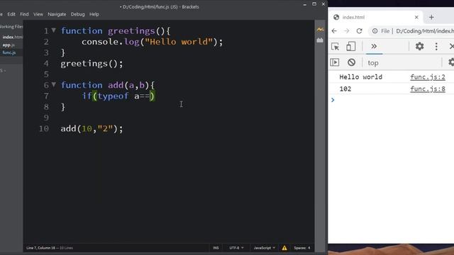 Video 5: Javascript functions | let | typeof | basic functions | parameterized functions