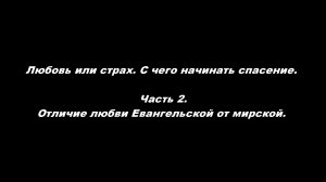 Любовь или страх. С чего начинать спасение.
Часть 2. Отличие любви Евангельской от мирской.