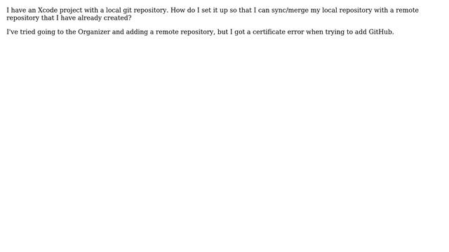 Apple: How do I sync/merge my local Xcode git repository with a remote git repository? смотреть онлайн