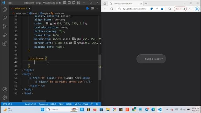 Animation Swipe Button With Hover Effects | HTML, CSS
