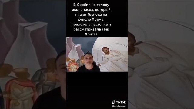 ЧУДО В Сербии на голову иконописца прилетела ласточка и рассматривала Лик Христа ☦️