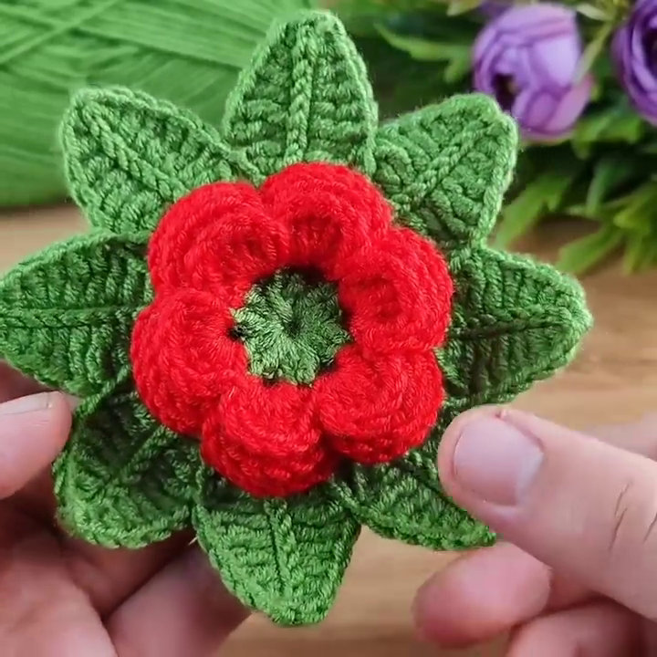 Замечательный 3D🌷Цветок, связанный крючком💯🌸