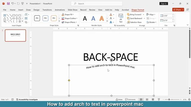 How to add arch to text in PowerPoint mac